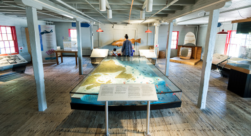 Exhibit space at the Fisheries Museum of the Atlantic