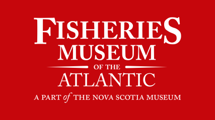 Fisheries Museum of the Atlantic logo on a red background