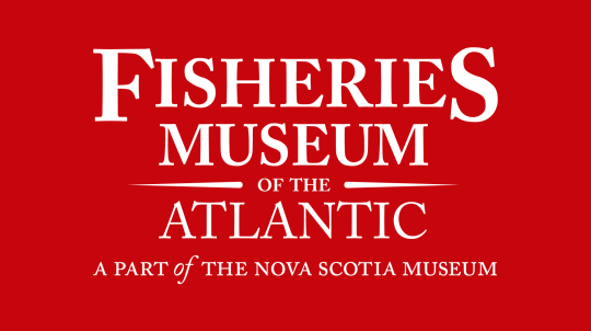 Fisheries Museum of the Atlantic logo on a red background